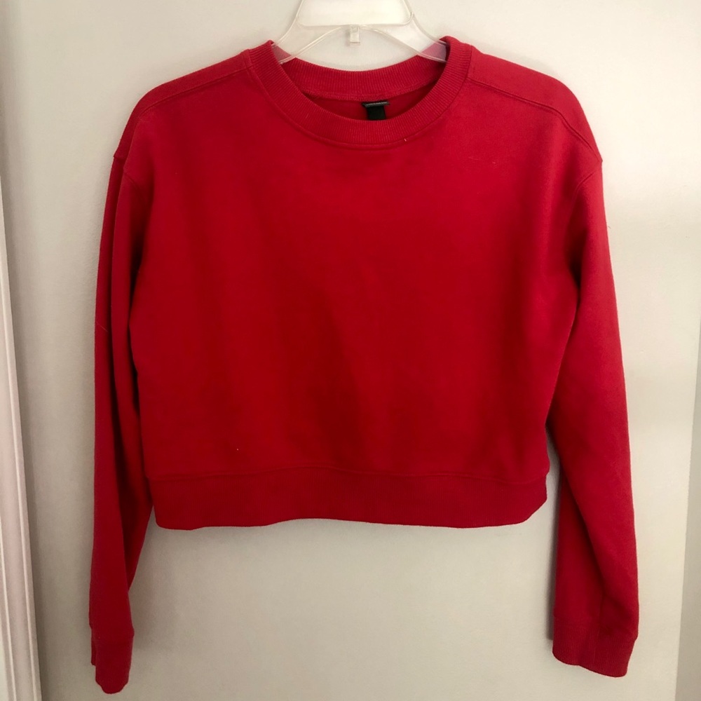 Red Cropped Sweatshirt